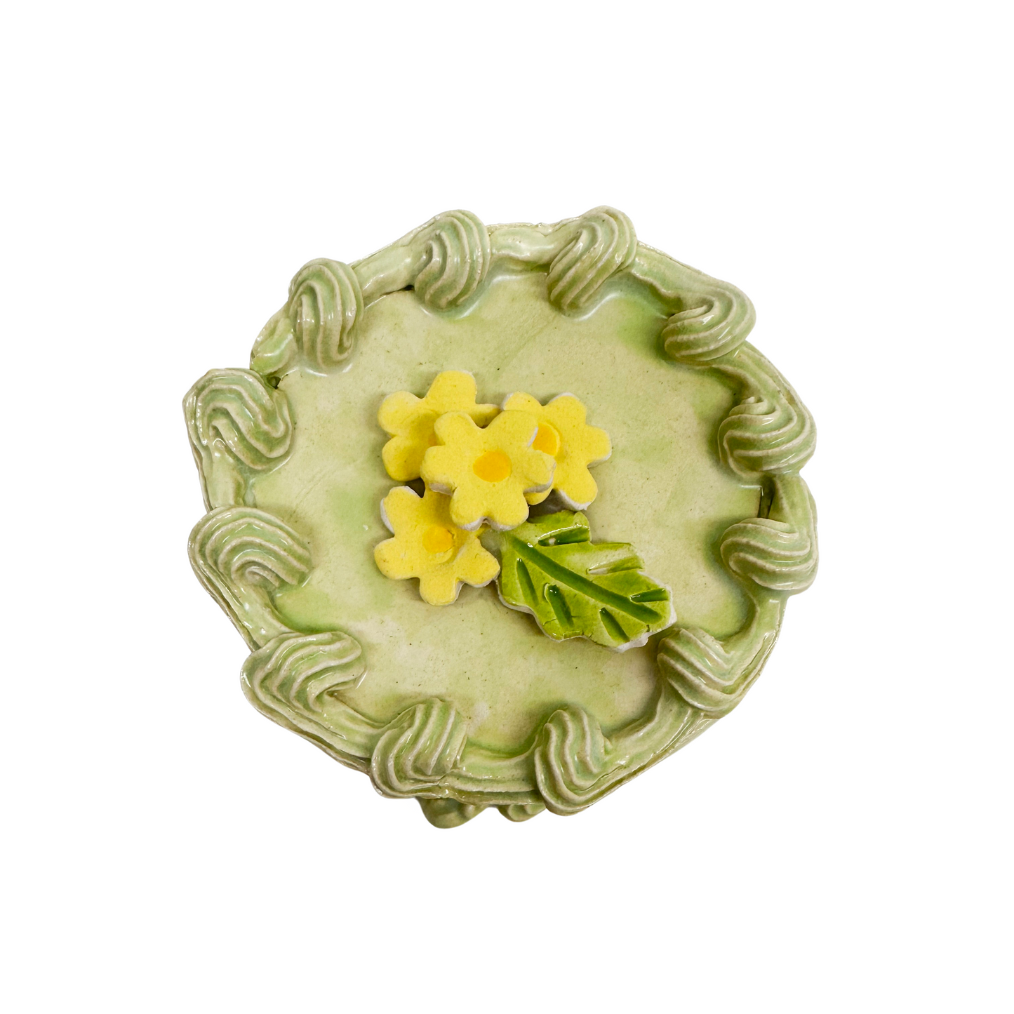 Green Petite Cake With Yellow Flowers