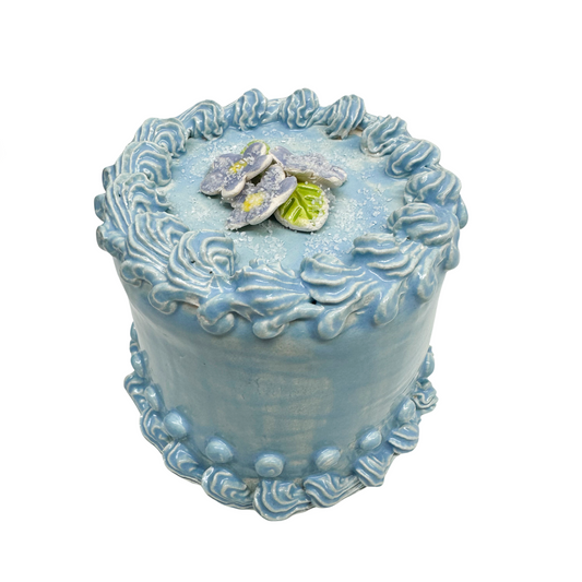 Blue Petite Cake With Blue Flowers