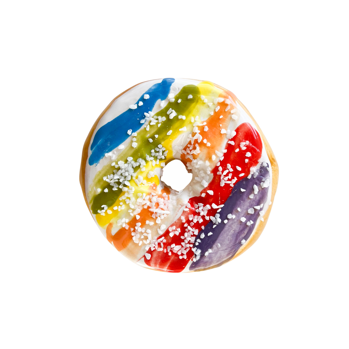 Rainbow Stripe Donut With Sugar