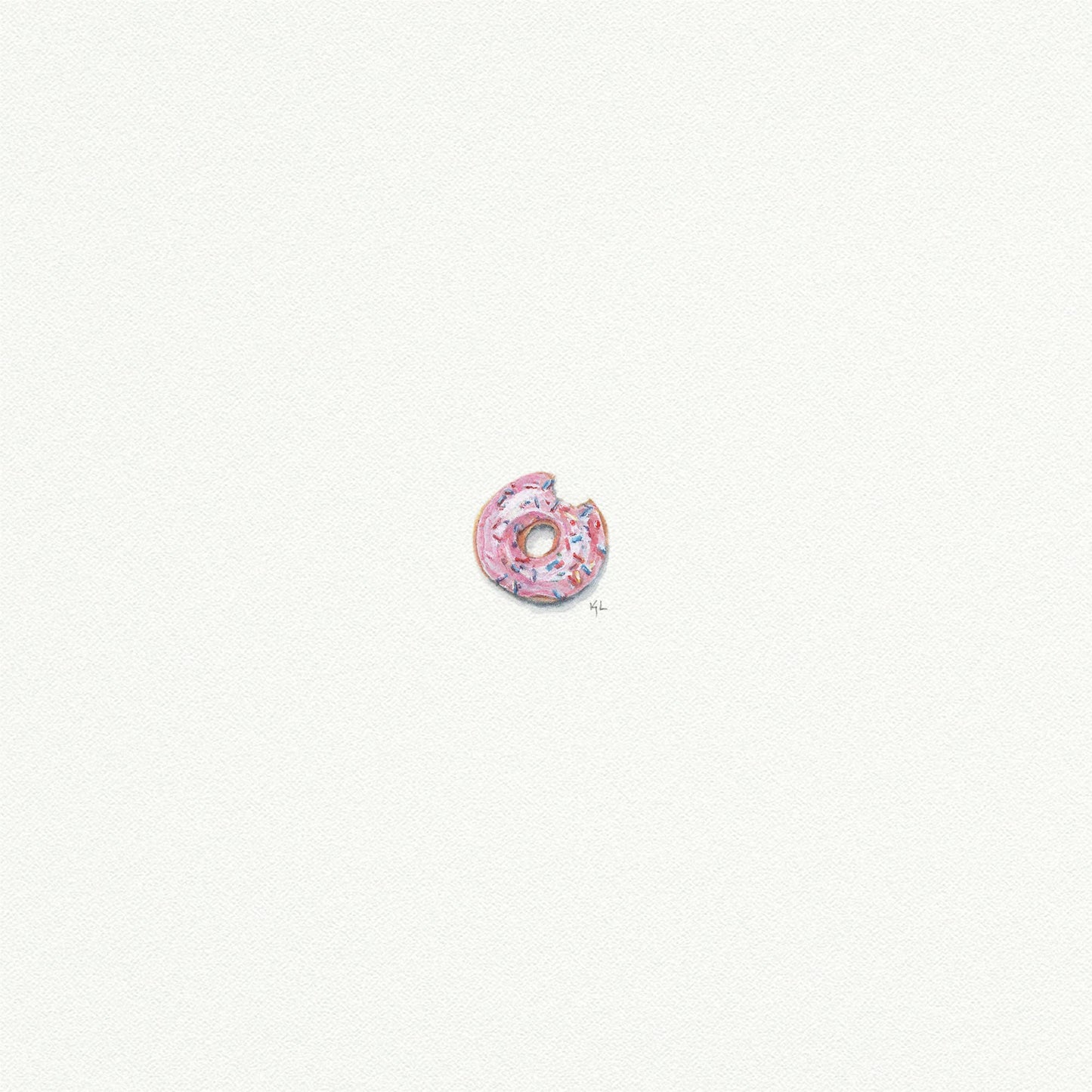 Strawberry Sprinkle Donut Miniature Watercolor Print