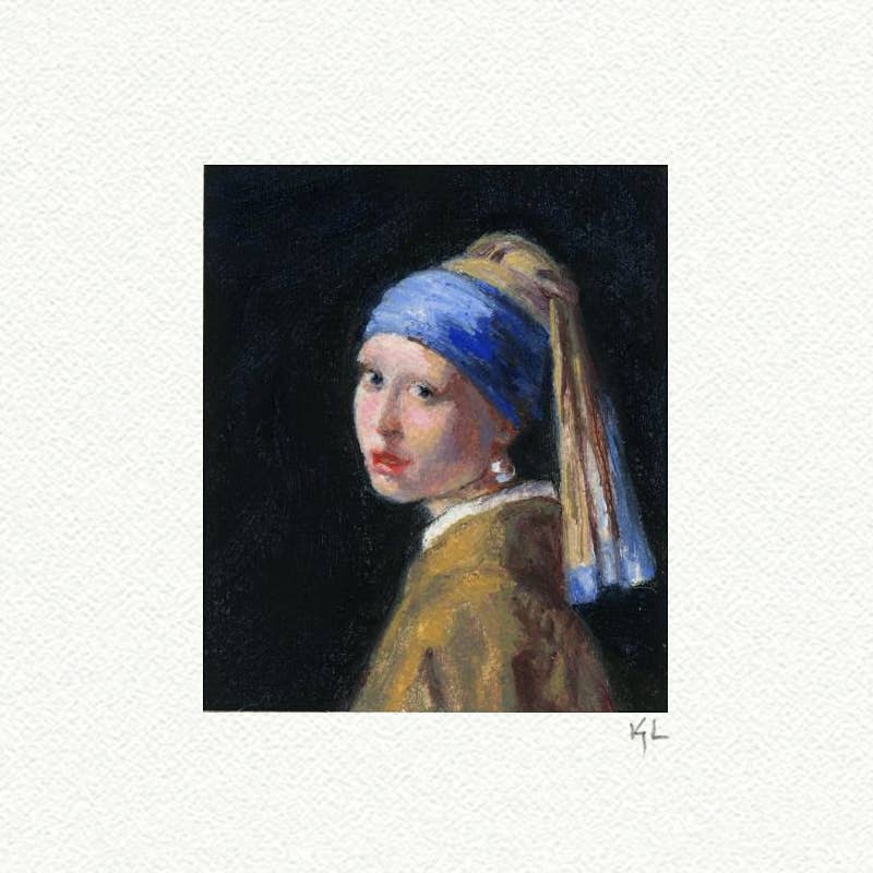 Girl With A Pearl Earring Miniature Watercolor Print