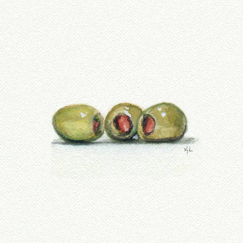 Olives Miniature Watercolor Print